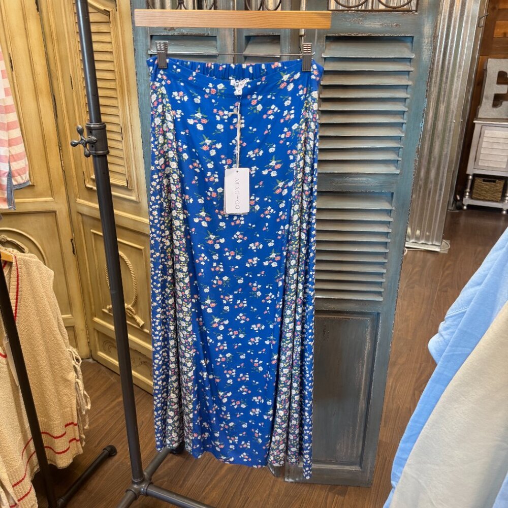 Aemi + Co Floral Cobalt Blue Melanie Skirt